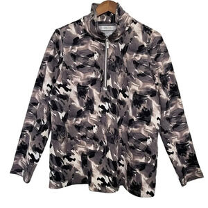 D&Co Active Abstract Mock Neck French Terry 1/4 Zip Sweatshirt Size Medium